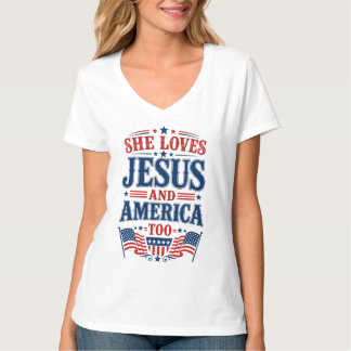 Sie liebt Jesus und Amerika auch T-Shirt