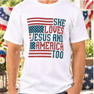 Sie liebt Jesus und Amerika auch T-Shirt