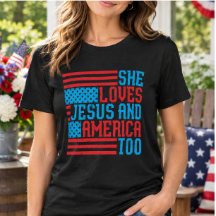 Sie liebt Jesus und Amerika auch T-Shirt