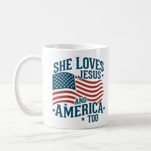 Sie liebt Jesus und Amerika auch USA-Flagge 4. Jul Kaffeetasse