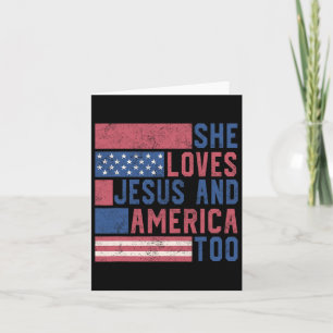 Sie liebt Jesus und Amerika auch zum 4. Juli Patri Karte