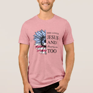 Sie liebt Jesus und Amerika auch zum 4. Juli Tri-Blend Shirt