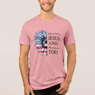 Sie liebt Jesus und Amerika auch zum 4. Juli Tri-Blend Shirt