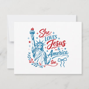 Sie liebt Jesus und Amerika zu sehr 4. Juli Christ Save The Date