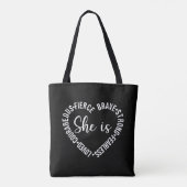Sie liebt mutige, tapfere, starke Furcht Tasche (Rückseite)