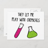 Sie Ließ mich mit Chemikalien spielen Postkarte (Vorne/Hinten)