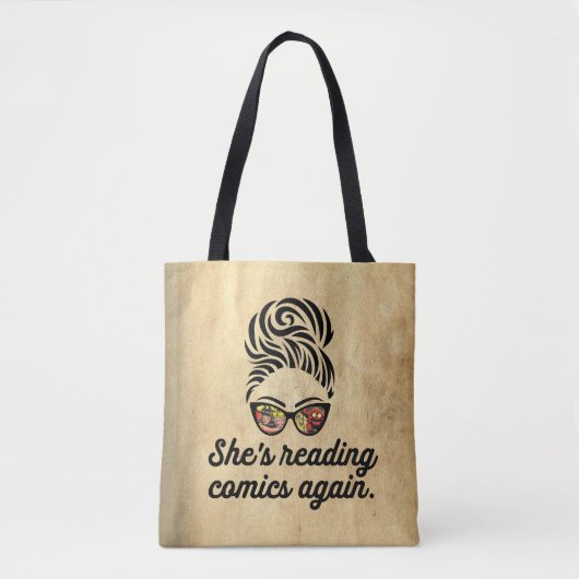 "Sie liest wieder Comics" Tote Bag Tasche (Vorderseite)