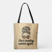 "Sie liest wieder Comics" Tote Bag Tasche (Rückseite)