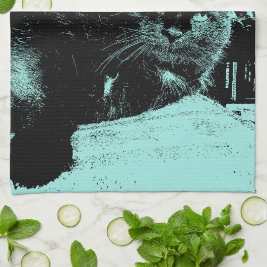 Sie Look'n an mir, Eiblau der Katze-Rotkehlchen Geschirrtuch (Gefaltet)