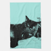 Sie Look'n an mir, Eiblau der Katze-Rotkehlchen Geschirrtuch (Vertikal)