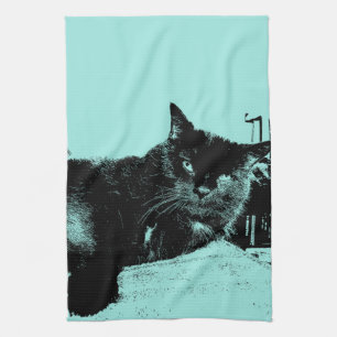 Sie Look'n an mir, Eiblau der Katze-Rotkehlchen Geschirrtuch