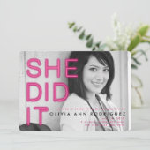 Sie lud Neon Light Graduation Party ein Einladung (Stehend Vorderseite)