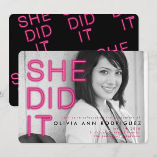 Sie lud Neon Light Graduation Party ein Einladung