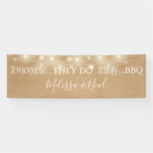 Sie machen BBQ Rustikale Lichterketten Verlobung Banner