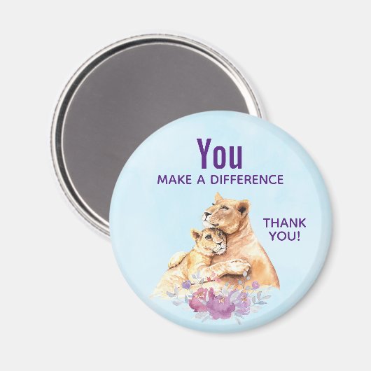 Sie machen einen Unterschied Wasserfarben-Löwe & C Magnet (Vorderseite/Rückseite)