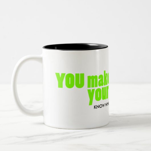 Sie machen Ihr eigenes Glück grünes Kleeblatt nach Zweifarbige Tasse (Links)