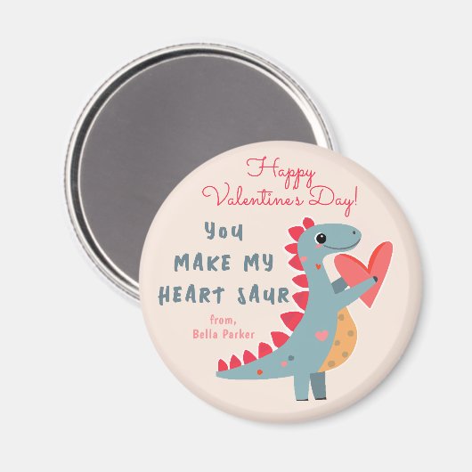 Sie machen mein Herz Saur Dinosaur Pun Valentine Magnet (Vorderseite/Rückseite)