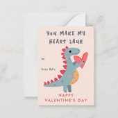 Sie machen mein Herz Saur Dinosaur Pun Valentine Mitteilungskarte (Vorderseite)
