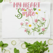 Sie machen mir mein Herz lächeln Zitat rosafarben  Geschirrtuch (Gefaltet)