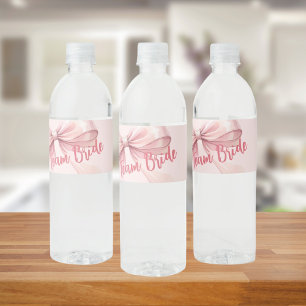 Sie macht den Knoten rosa Bogen Team Braut Wasserflaschenetikett