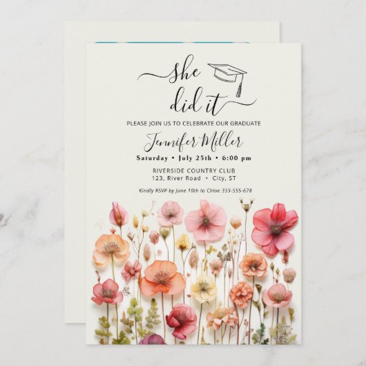 Sie machte die Ankündigung der Floral Graduation P (Vorne/Hinten)