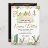 Sie machte eine Graduierungsparty Einladung (Vorne/Hinten)