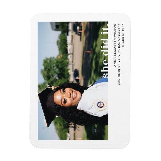 Sie machte es Abschluss Ankündigung Magnet (Vertikal)