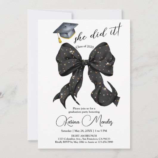 Sie machte es Abschluss Einladung (Vorderseite)