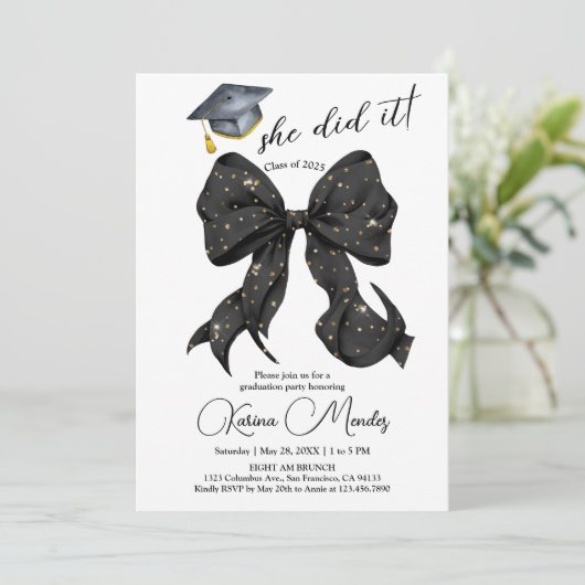 Sie machte es Abschluss Einladung (Stehend Vorderseite)