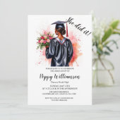 Sie machte es Aquarell Abschluss Einladung (Stehend Vorderseite)