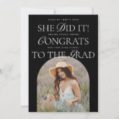 Sie machte es B&W Arch Hybrid Schriftart Moderner  Einladung (Vorderseite)