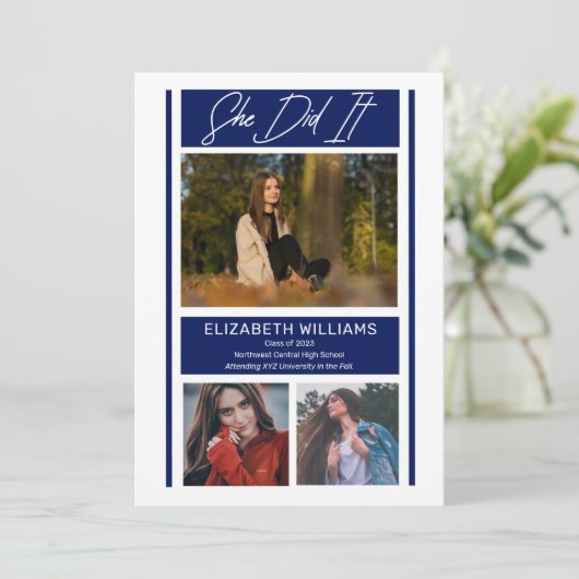 Sie machte es einfach Minimalistischen blauen Absc Ankündigung (Stehend Vorderseite)