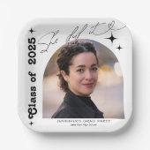 Sie machte es Foto Graduation Party Retro Typograf Pappteller (Vorderseite)