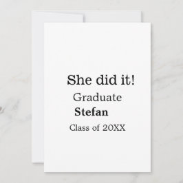 Sie machte es graduiert hinzufügen Namen Klasse vo Feiertagskarte