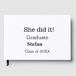 Sie machte es graduiert hinzufügen Namen Klasse vo Gästebuch