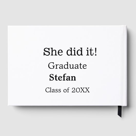 Sie machte es graduiert hinzufügen Namen Klasse vo Gästebuch (Rückseite)