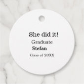 Sie machte es graduiert hinzufügen Namen Klasse vo Geschenkanhänger (Vorderseite)