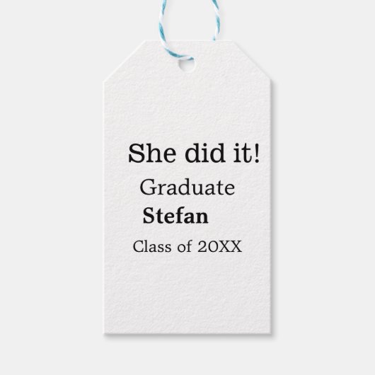 Sie machte es graduiert hinzufügen Namen Klasse vo Geschenkanhänger (Vorderseite)