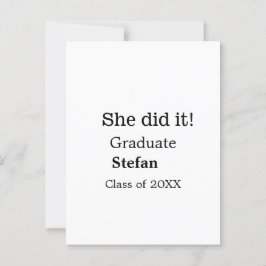 Sie machte es graduiert hinzufügen Namen Klasse vo Postkarte