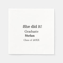 Sie machte es graduiert hinzufügen Namen Klasse vo Serviette