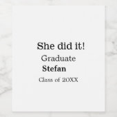 Sie machte es graduiert hinzufügen Namen Klasse vo Weinetikett (Einzelnes Label)