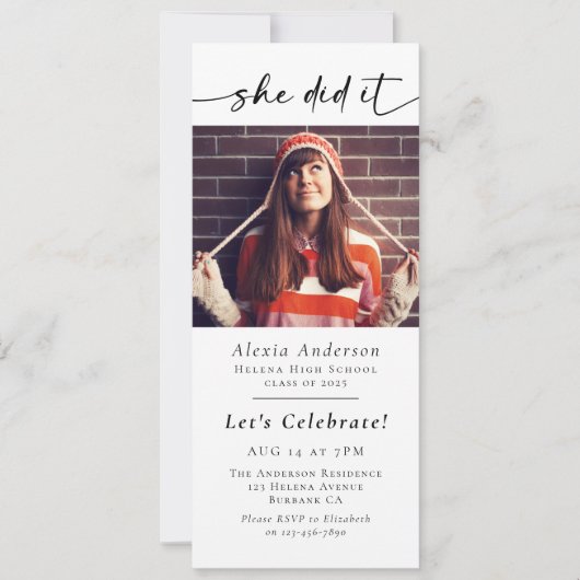 Sie machte es Graduiertenparty Digital Evite Einladung (Vorderseite)