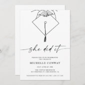 Sie machte es mit Hut und Tassel Graduation Party Einladung (Vorne/Hinten)