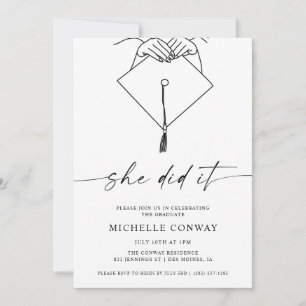 Sie machte es mit Hut und Tassel Graduation Party Einladung