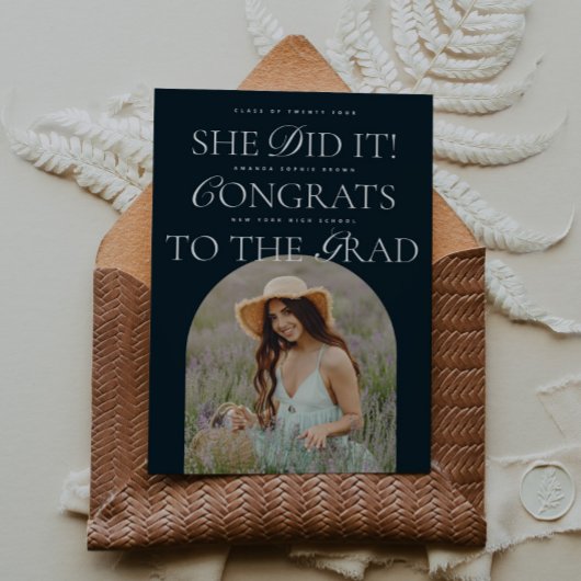 Sie machte es Navy Arch Hybrid Schriftart Moderner Einladung