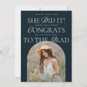 Sie machte es Navy Arch Hybrid Schriftart Moderner Einladung (Vorderseite)