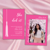 Sie machte es trendig schicken Hot Pink Foto Absch Einladung