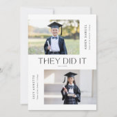 Sie machten es Kindergarten DoppelAbschluss Foto Einladung (Vorderseite)