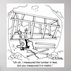 Sie maßen es in den Metern u. in I in den Füßen Poster