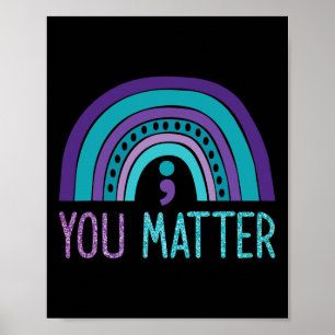Sie Matter Semicolon Suizidprävention Lila Tee Poster